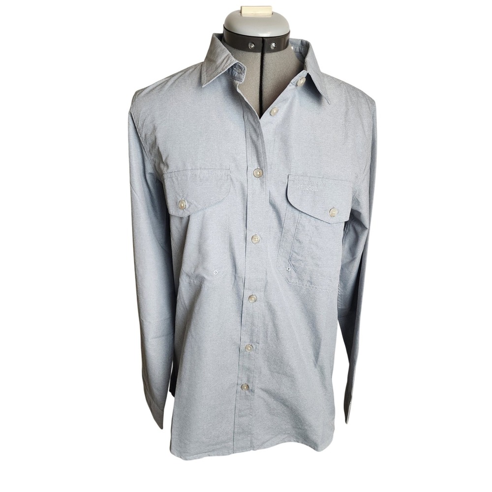 Filson Womens Twin Lakes Sport Shirt Blue Stone‎ Long Sleeve Ventilated  M